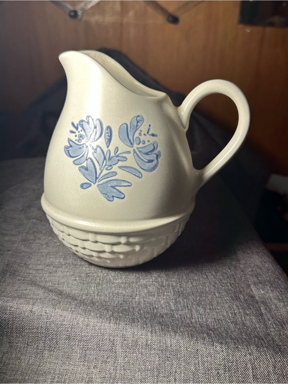 Pfaltzgraff Cream Pitcher with Blue Floral Motif